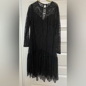 LOST INK drop hem Black Lace Dress Plus Size 1X